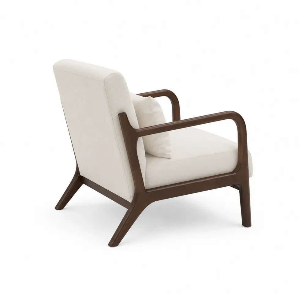Sessel mit Holzrahmen und Polyesterbezug Beige
