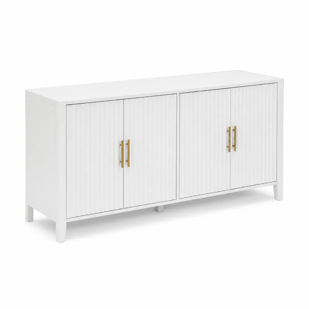 Weißer MDF-Schrank mit Metallgriffen 180x45x60cm
