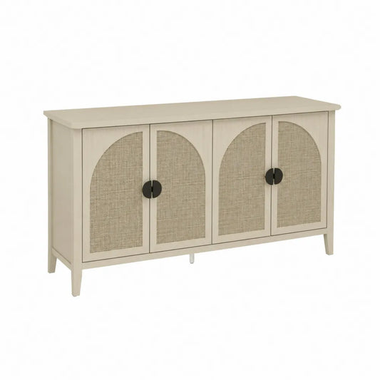 Sideboard aus Holz mit Rattan 4 Türen Beige 160x40x80cm