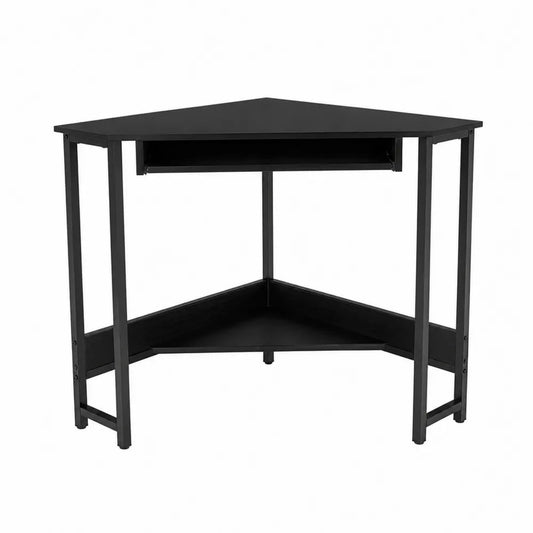 Schwarzer Eckschreibtisch aus Holz und Metall, 75 cm