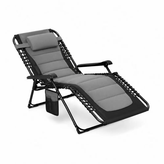 Verstellbarer Liegestuhl Schwarz/Grau Stahl/Polyester