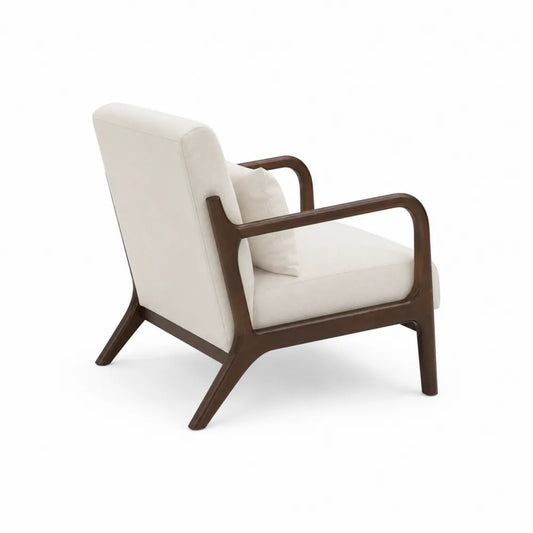 Sessel mit Holzrahmen und Polyesterbezug Beige