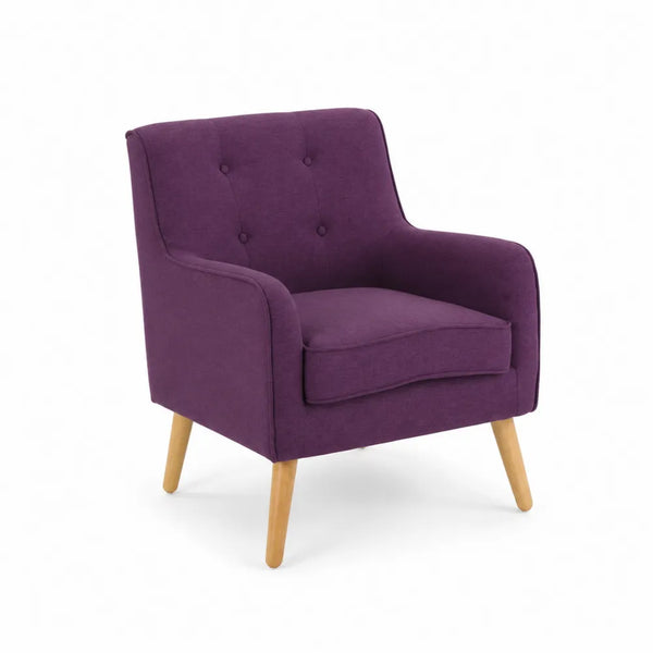 Polstersessel Lila Stoff Holzbeine 75x78x83 cm