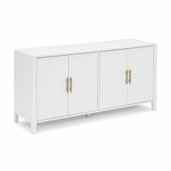 Weißer MDF-Schrank mit Metallgriffen 180x45x60cm