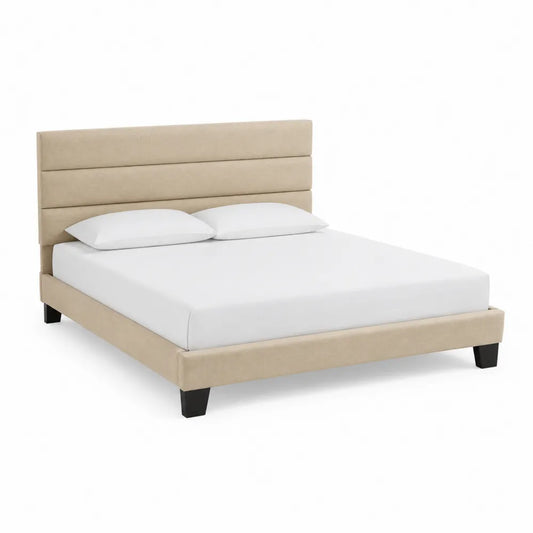 Holzbett mit Polyestergewebe Beige 200x160cm